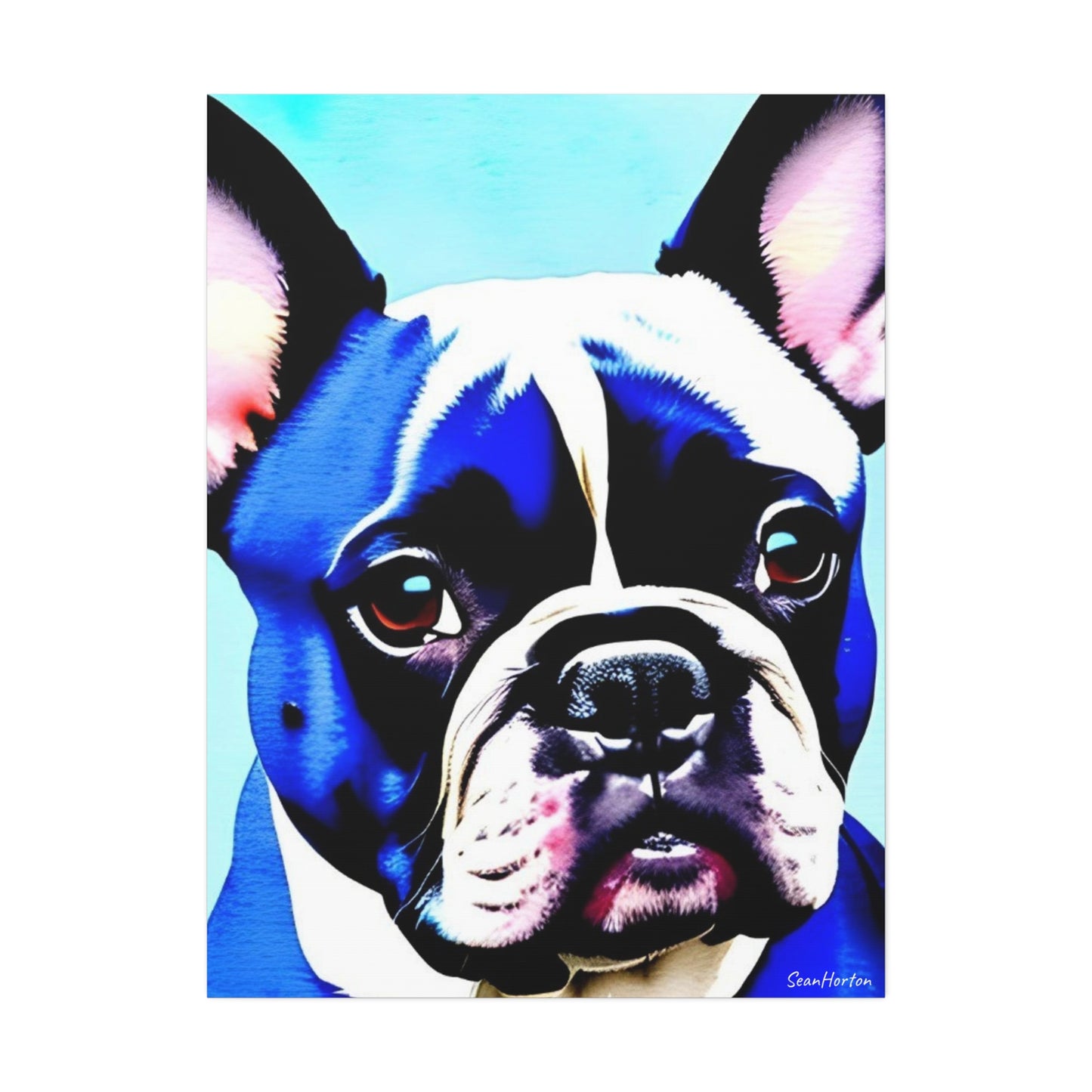 Blue Frenchie (Verticle) Canvas Stretched, 1.5''