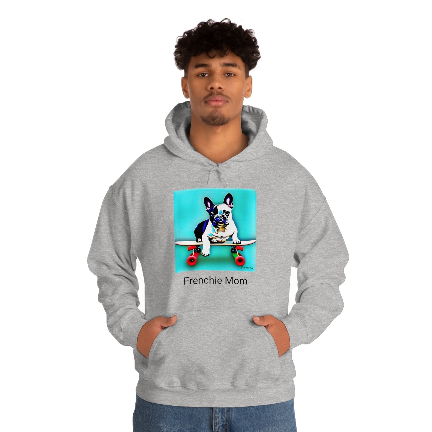 Frenchie on a Skateboard/Frenchie Mom Unisex Heavy Blend™ Hooded Sweatshirt