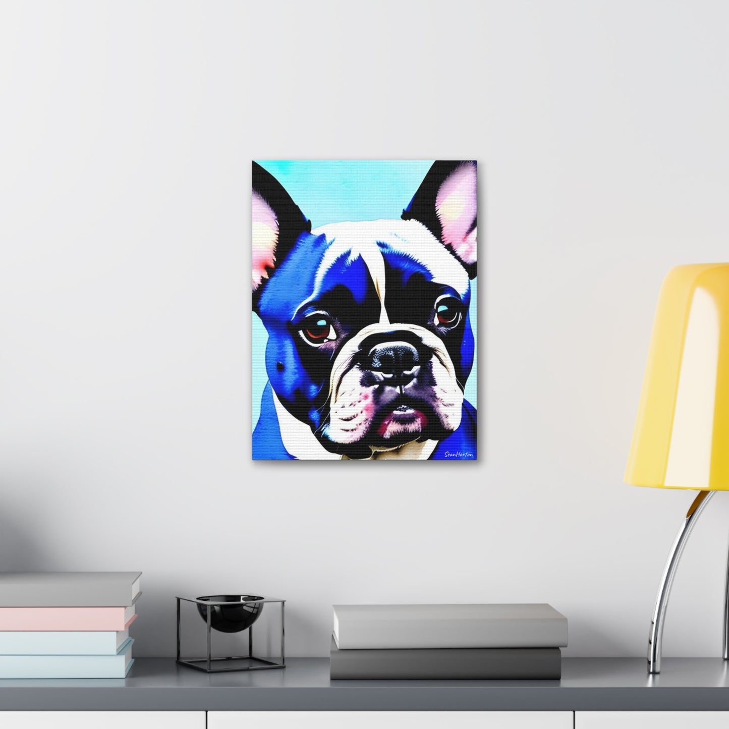 Blue Frenchie (Verticle) Canvas Stretched, 1.5''