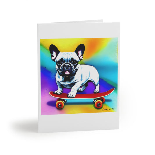 Frenchie on a Skateboard #3 Greeting cards (8, 16, and 24 pcs)