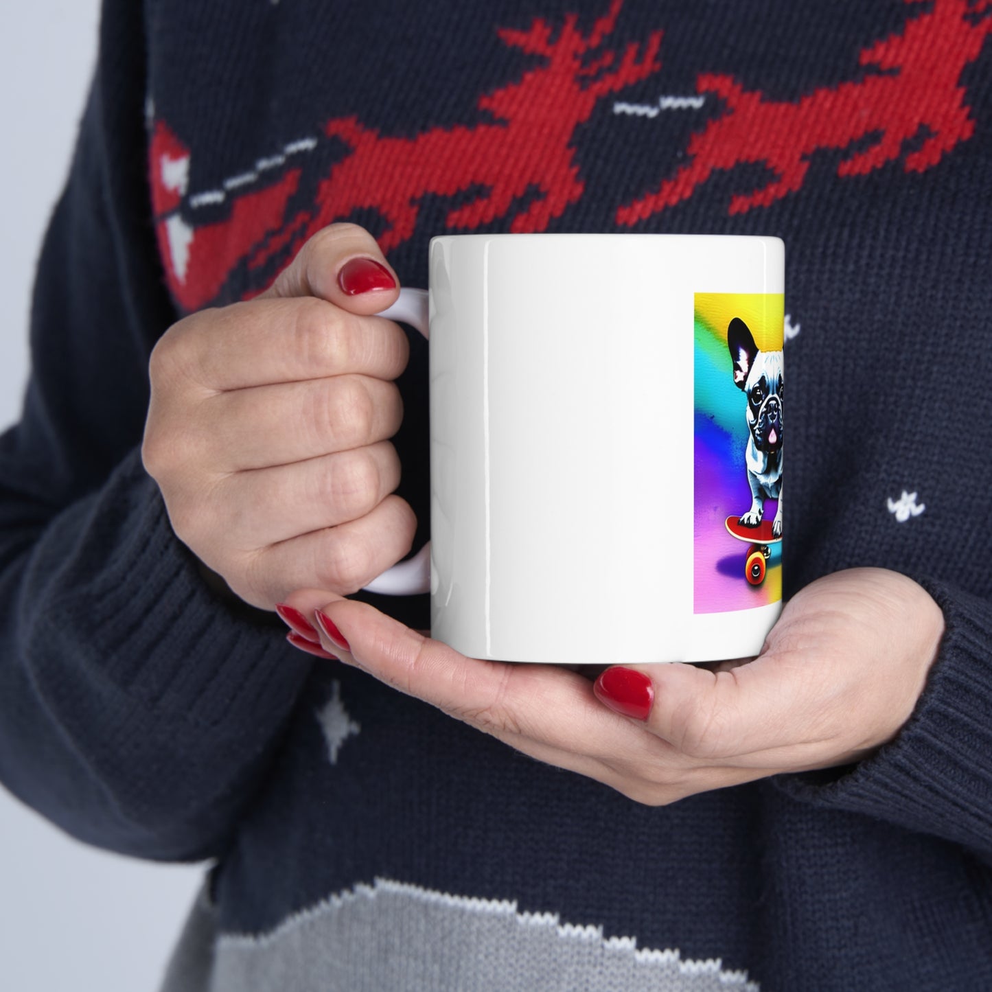Frenchie on a Skateboard #3 Ceramic Mug 11oz