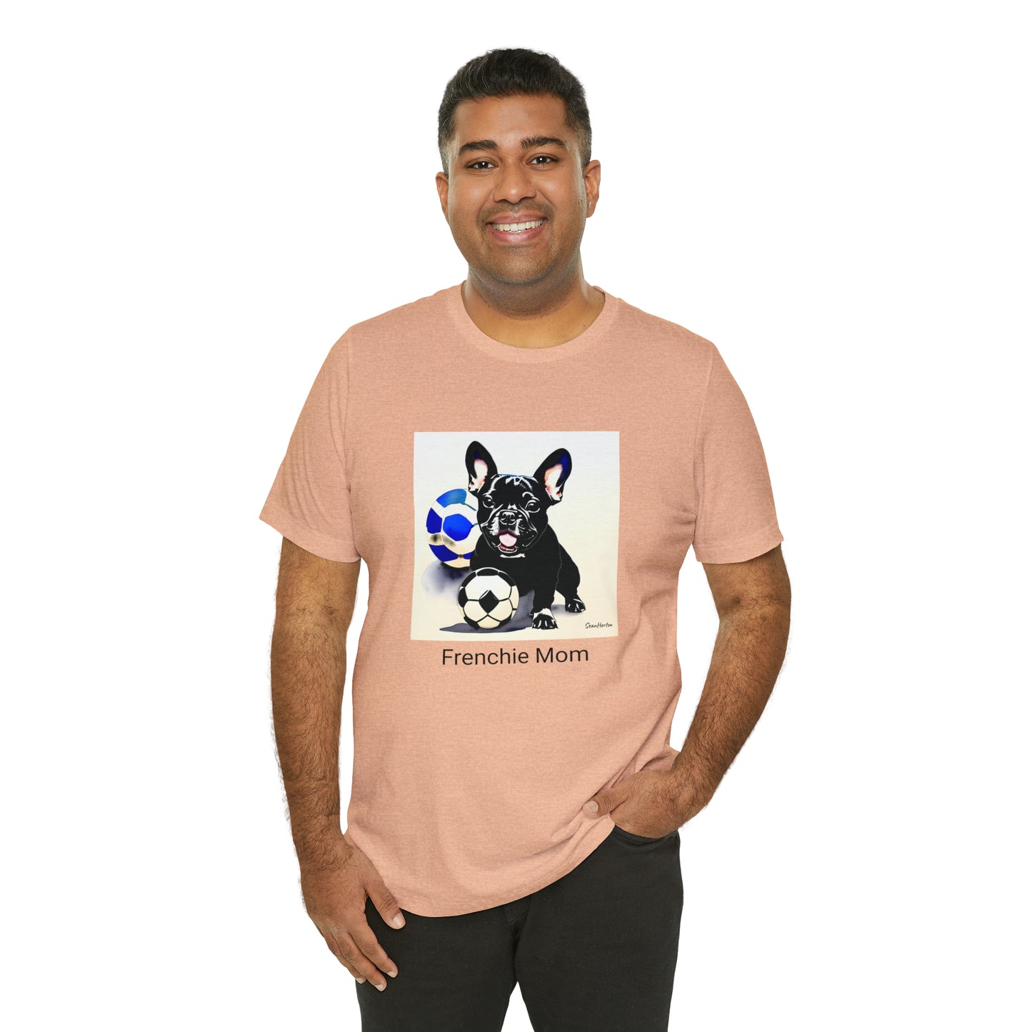 Frenchie with Soccer Ball/Frenchie Mom Unisex Jersey Short Sleeve Tee