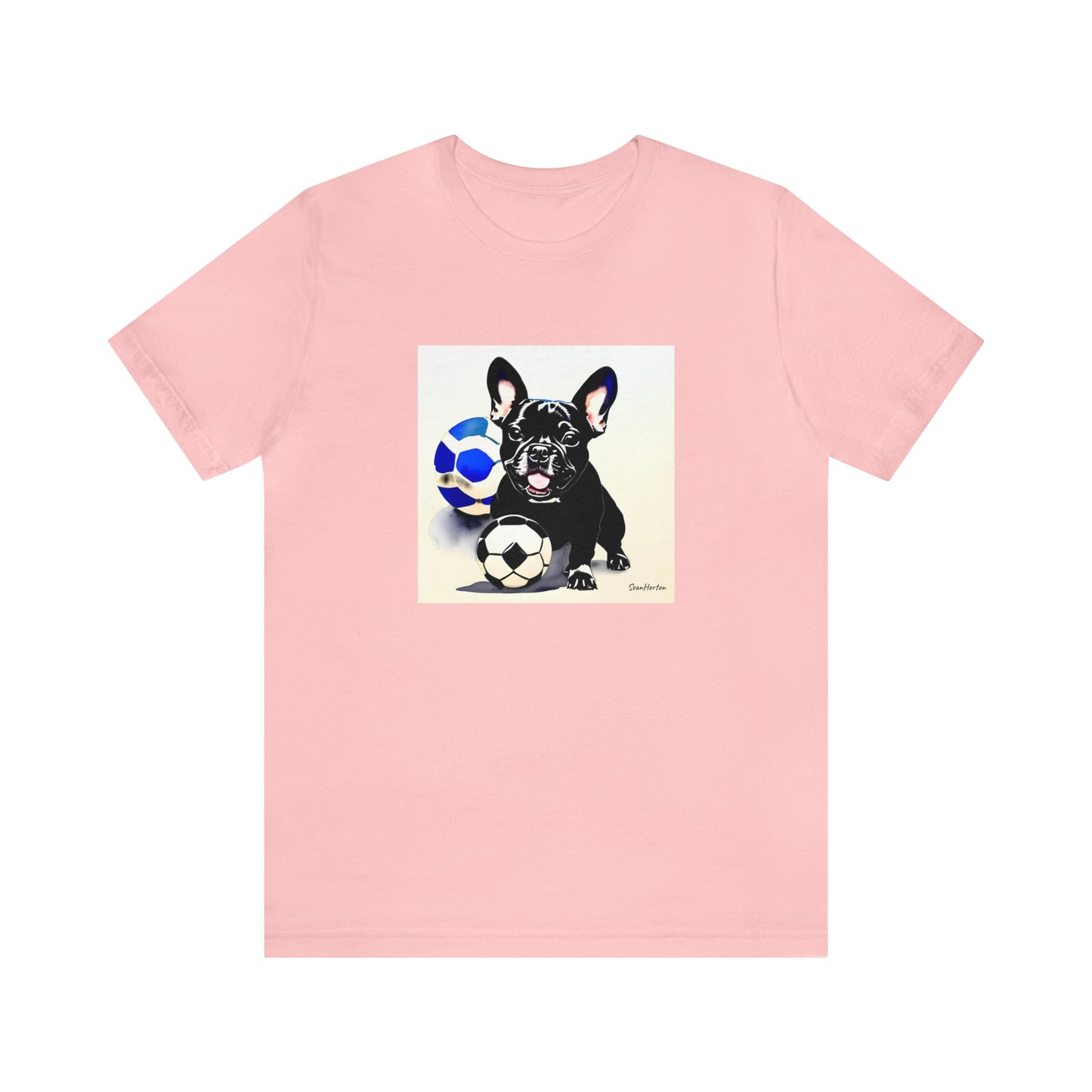 Frenchie with Soccer Ball Unisex Jersey Short Sleeve Tee