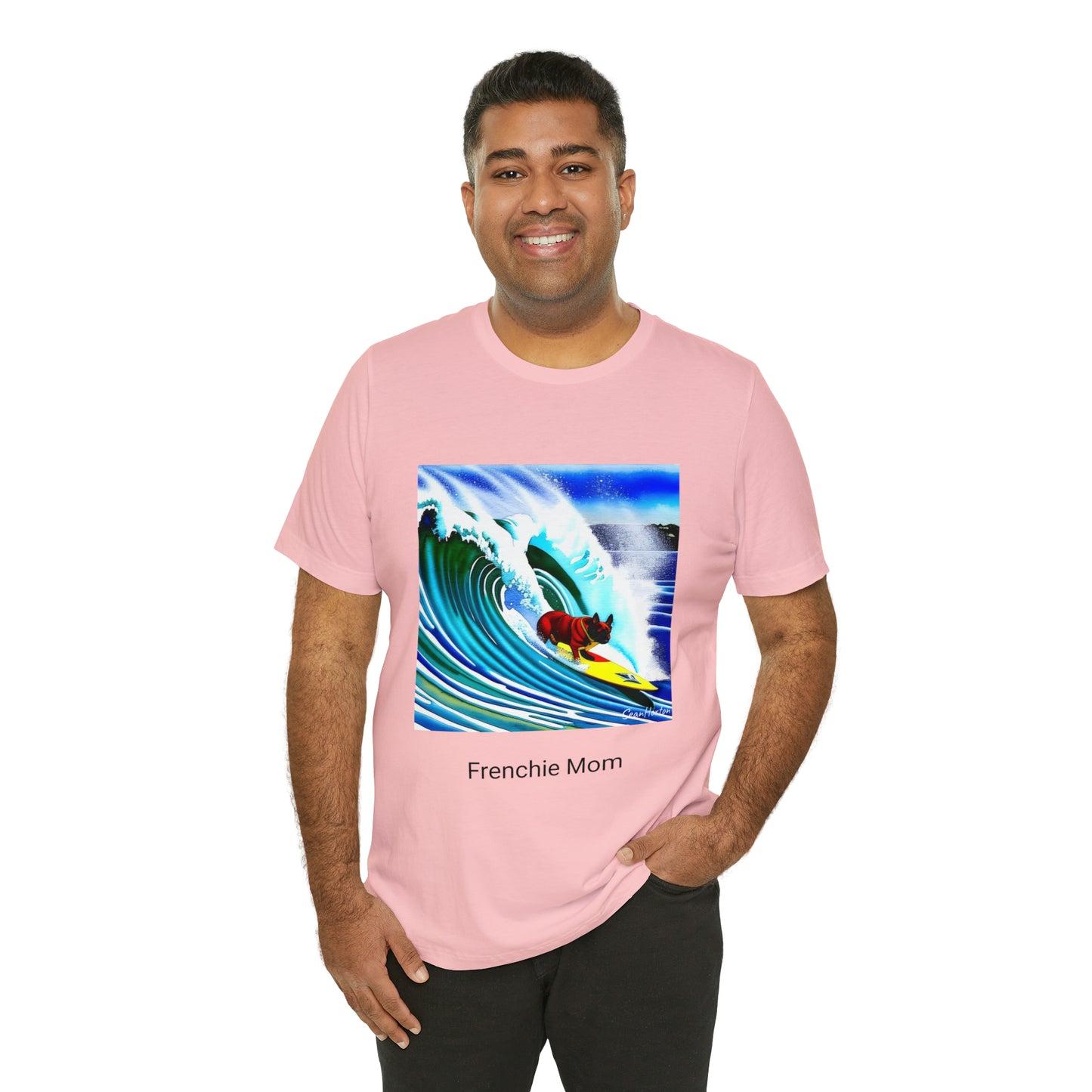 Surfing Frenchie/Frenchie Mom Unisex Jersey Short Sleeve Tee