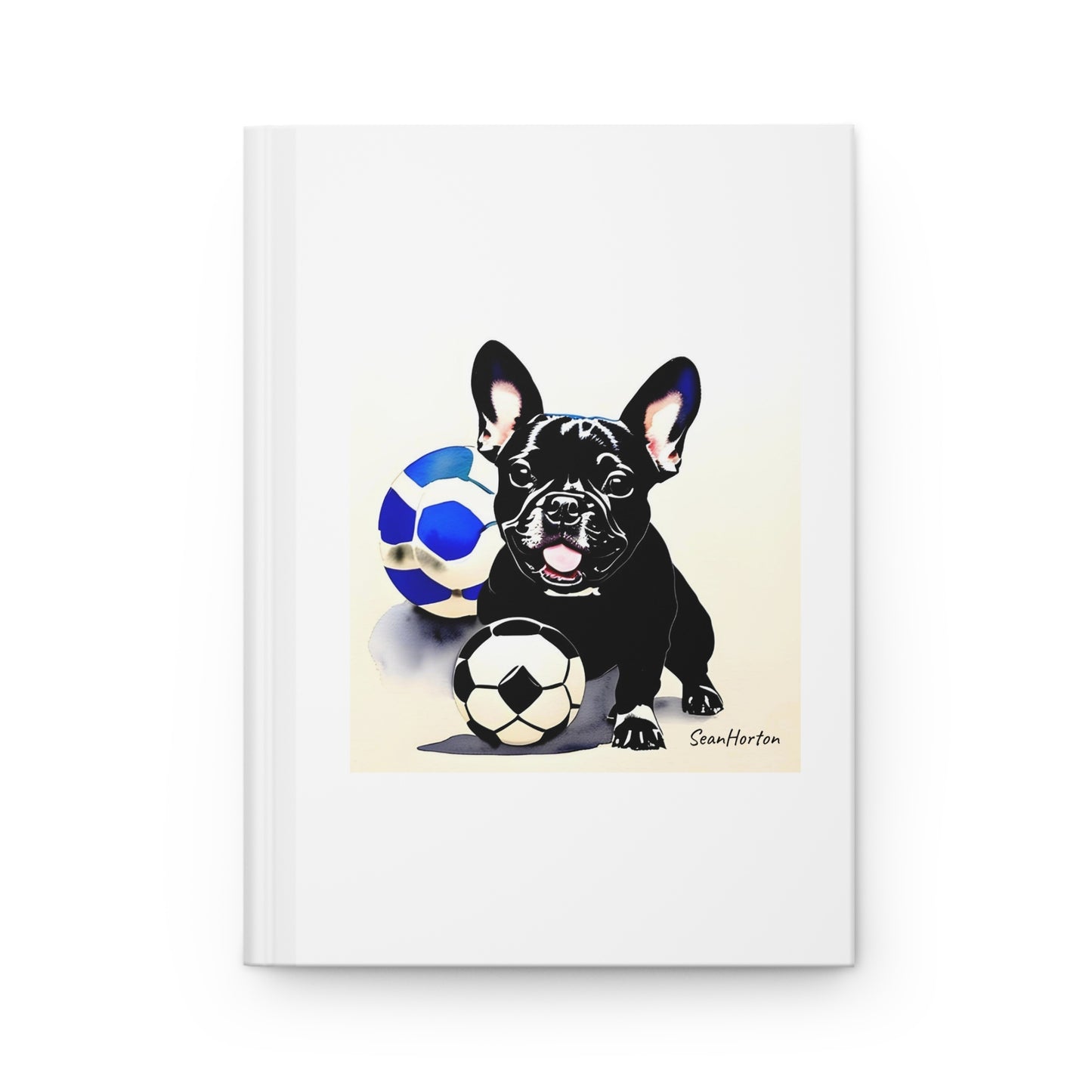 Frenchie with a Soccer Ball Hardcover Journal Matte