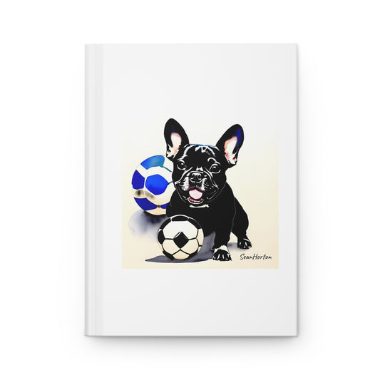 Frenchie with a Soccer Ball Hardcover Journal Matte