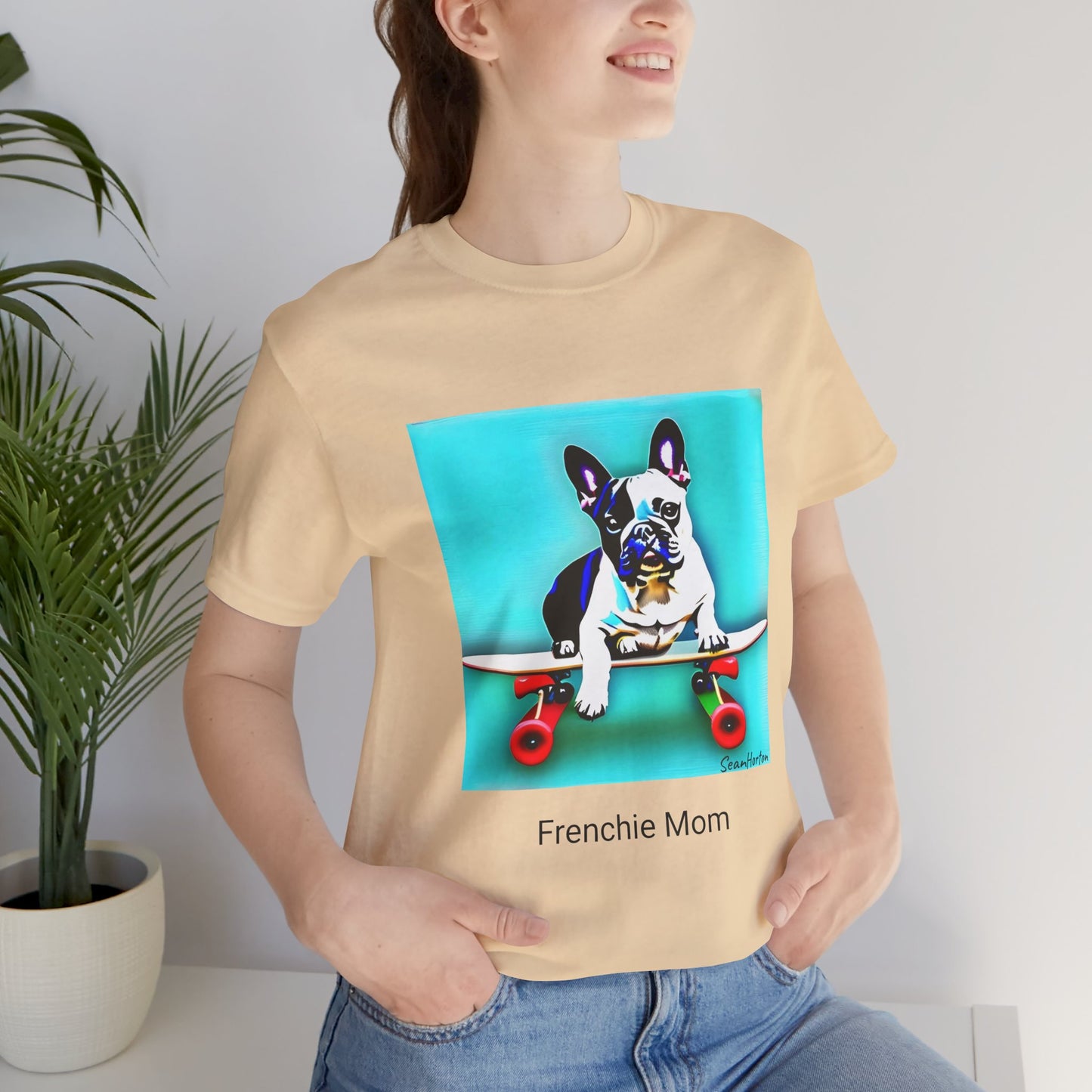 Frenchie on a Skateboard/Frenchie Mom Unisex Jersey Short Sleeve Tee