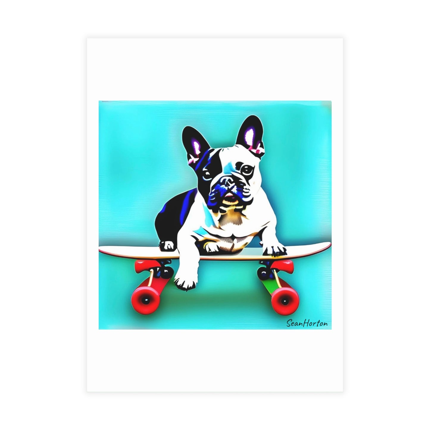 Frenchie on a Skateboard Postcard Bundles (envelopes included)