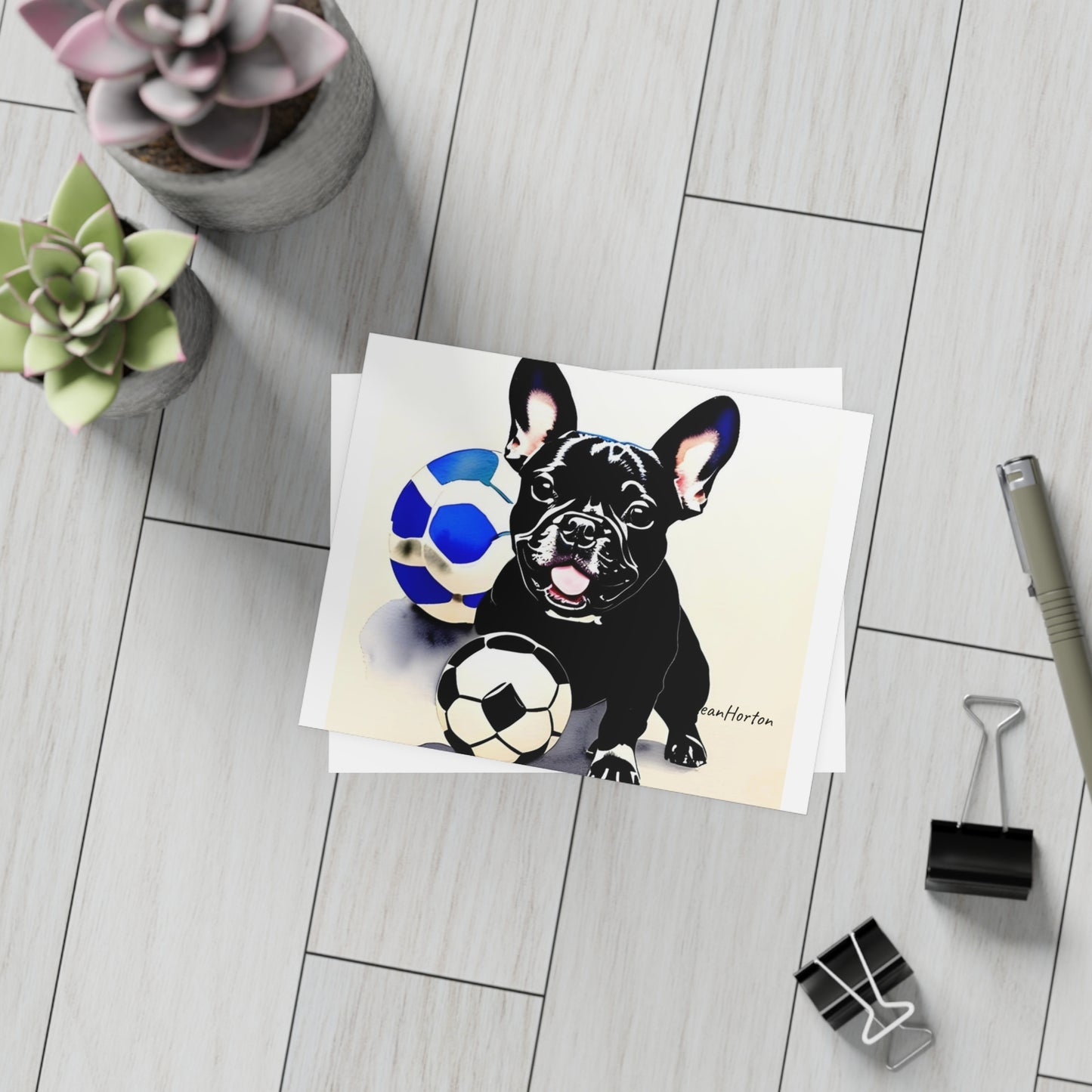 Frenchie with a Soccer Ball Postcard Bundles (envelopes included)