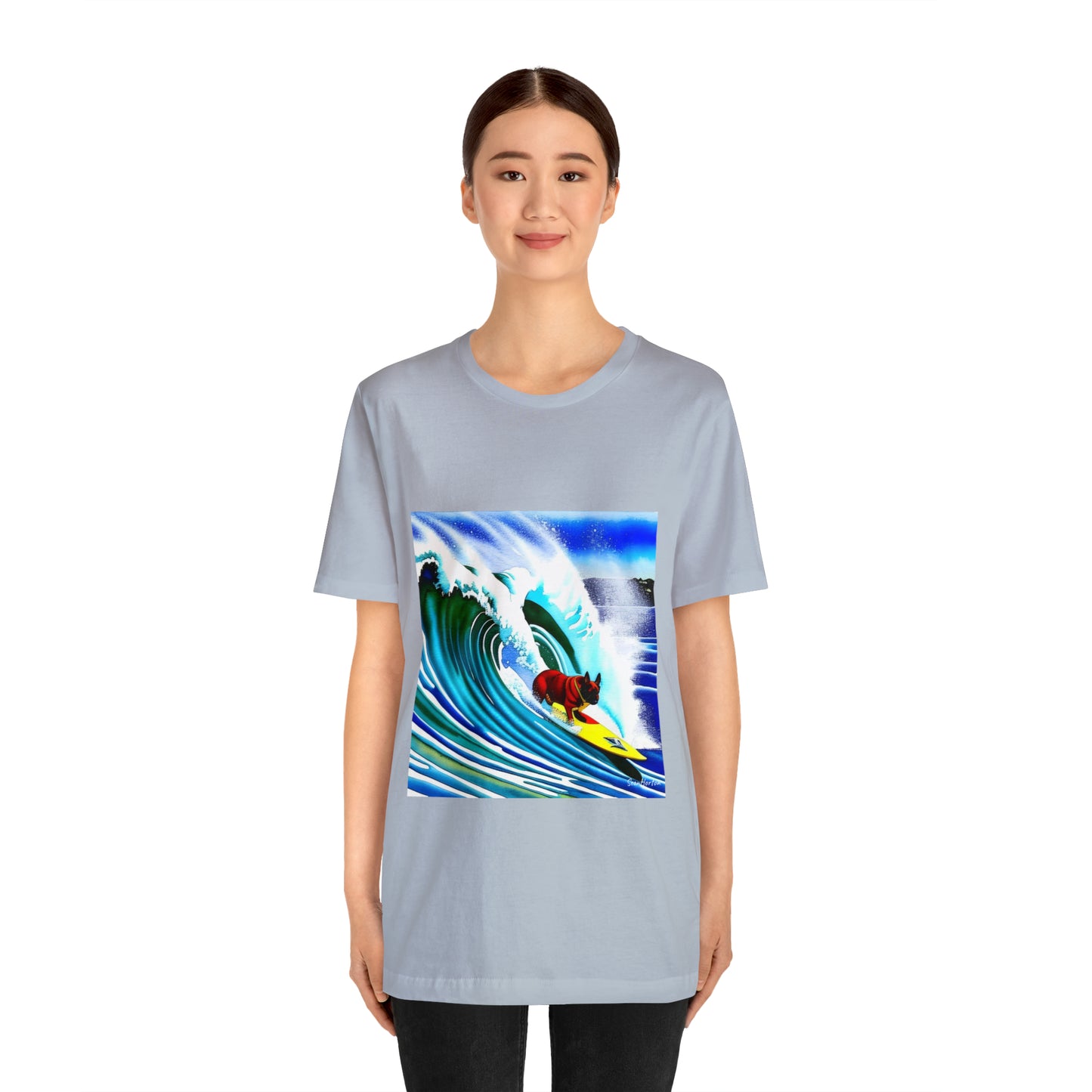 Surfing Frenchie Unisex Jersey Short Sleeve Tee