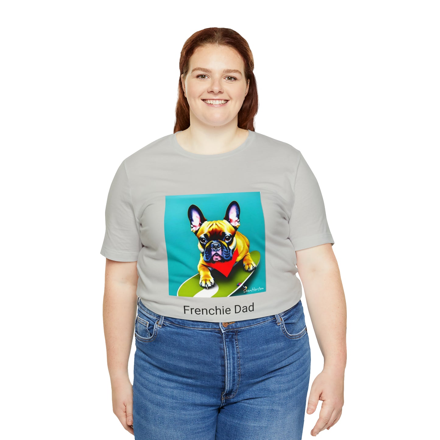 Frenchie on a Skateboard #2/Frenchie Dad Unisex Jersey Short Sleeve Tee