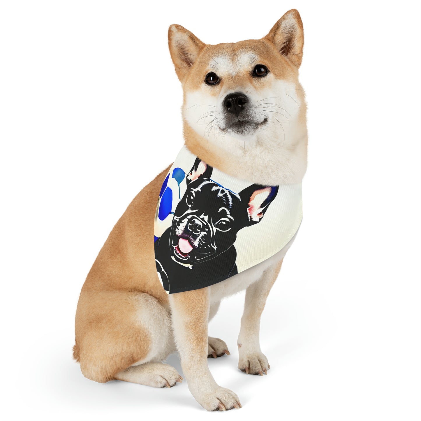 Frenchie with a Soccer Ball Pet Bandana Collar