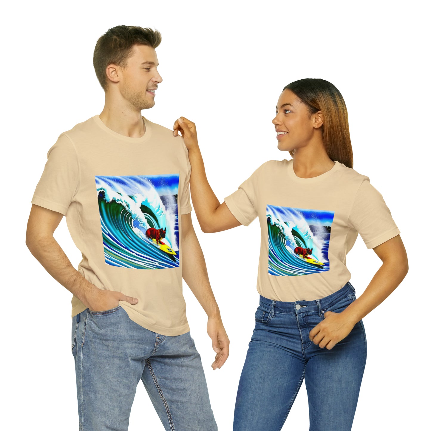 Surfing Frenchie Unisex Jersey Short Sleeve Tee