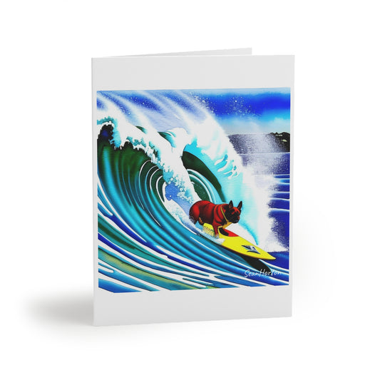 Surfing Frenchie Greeting cards (8, 16, and 24 pcs)