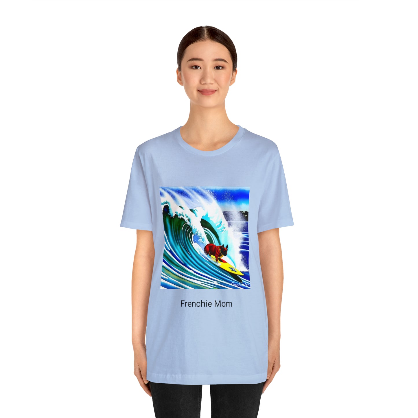 Surfing Frenchie/Frenchie Mom Unisex Jersey Short Sleeve Tee