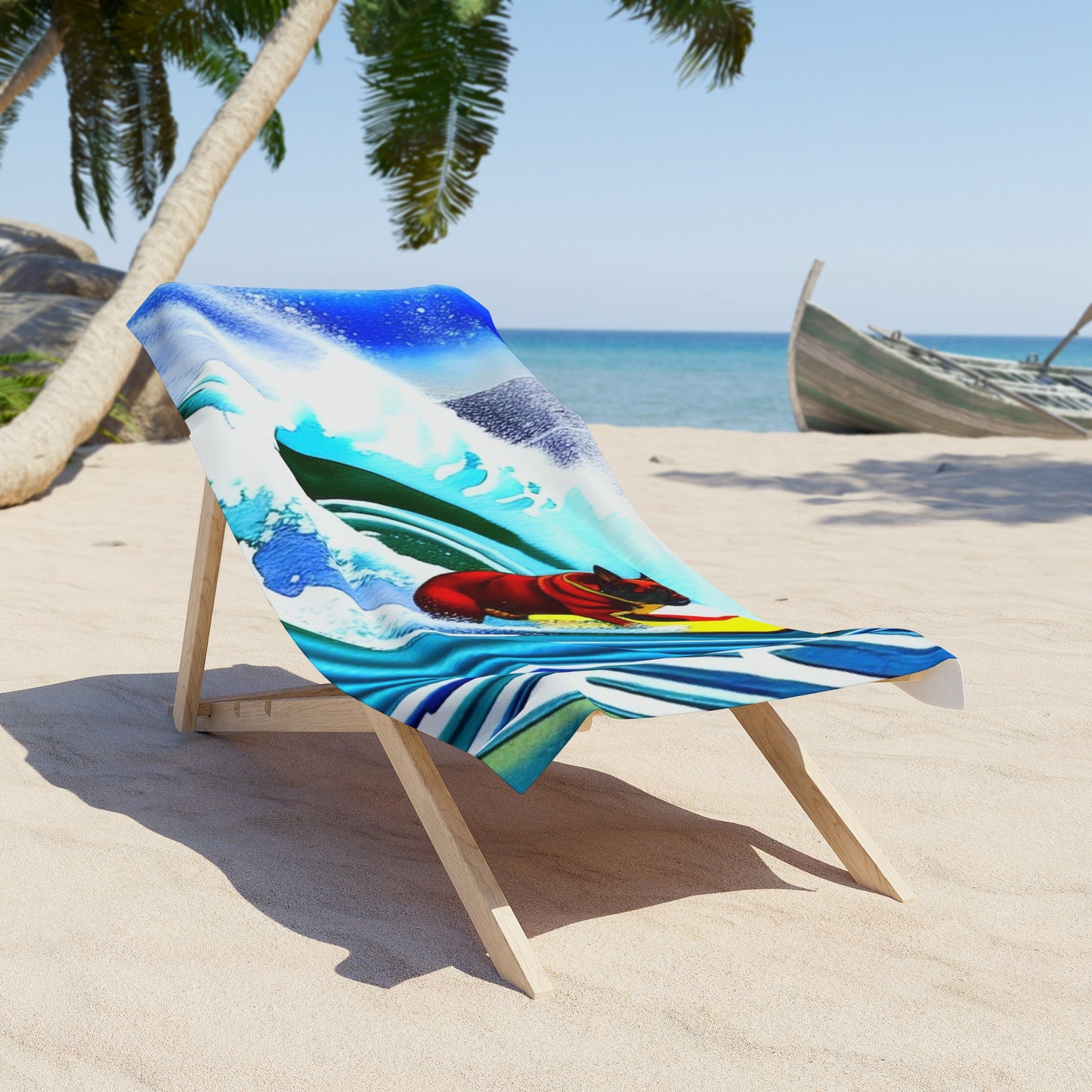Surfing Frenchie Beach Towel