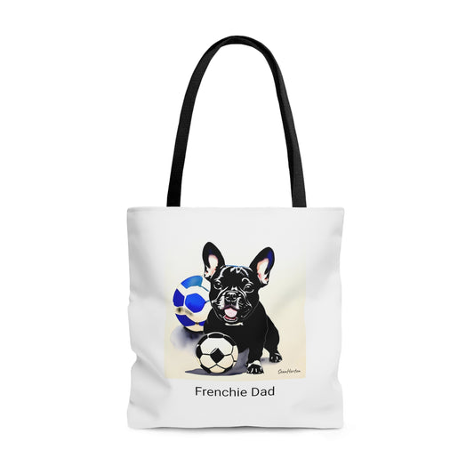 Frenchie with a Soccer Ball/Frenchie Dad Tote Bag (AOP)