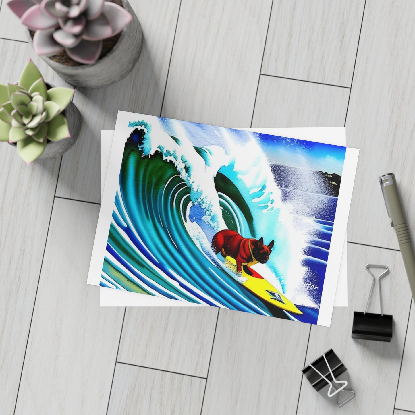 Surfing Frenchie Postcard Bundles (envelopes included)