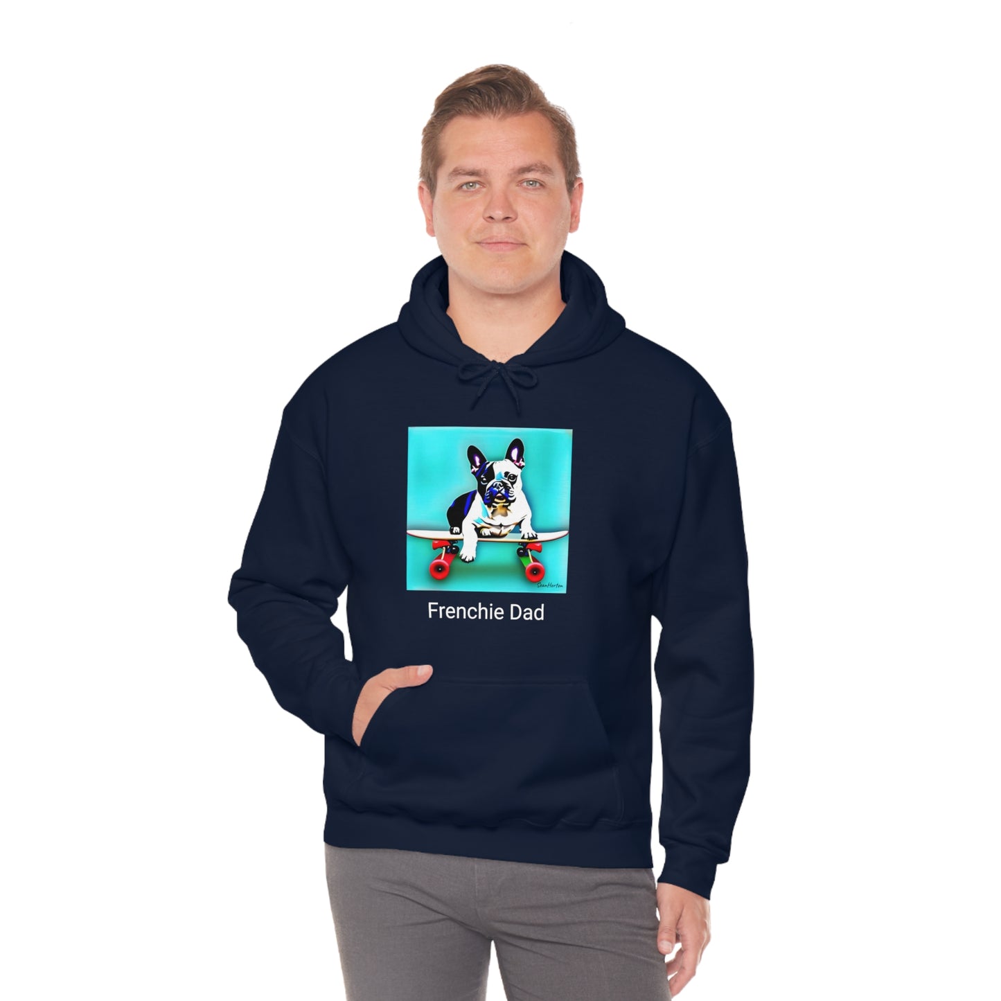 Frenchie on a Skateboard/Frenchie Dad Unisex Heavy Blend™ Hooded Sweatshirt