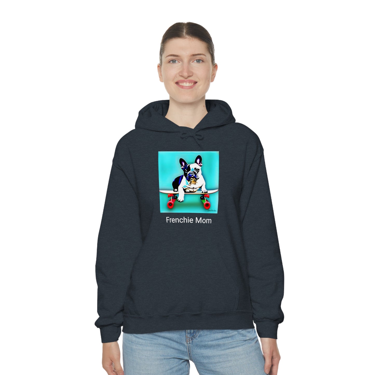 Frenchie on a Skateboard/Frenchie Mom Unisex Heavy Blend™ Hooded Sweatshirt