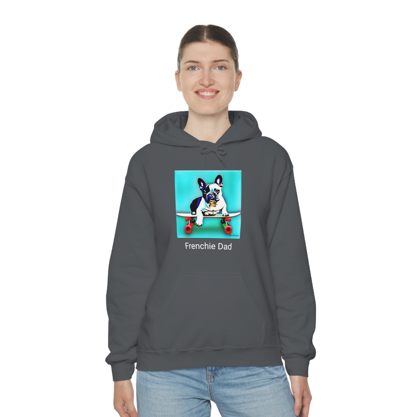 Frenchie on a Skateboard/Frenchie Dad Unisex Heavy Blend™ Hooded Sweatshirt