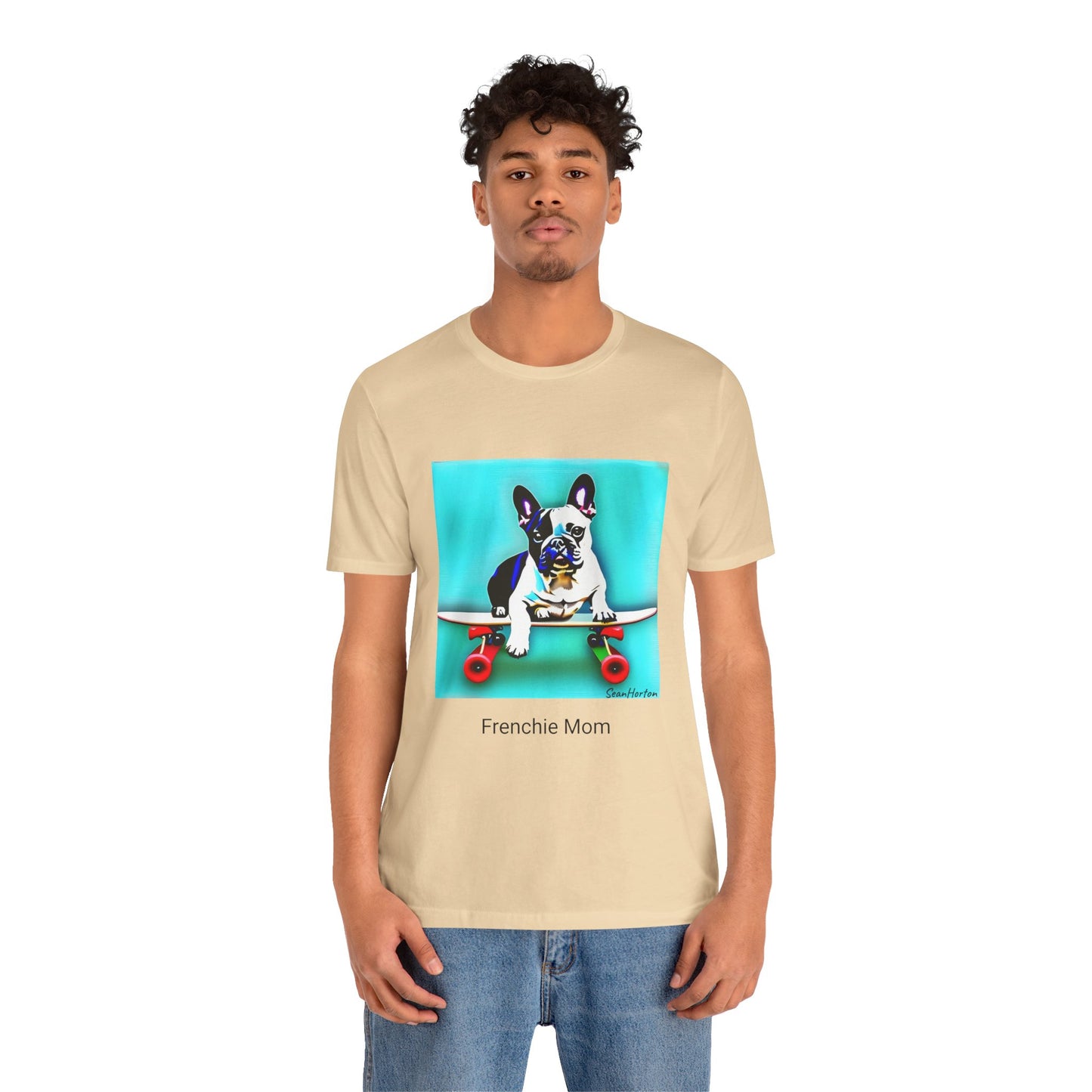 Frenchie on a Skateboard/Frenchie Mom Unisex Jersey Short Sleeve Tee