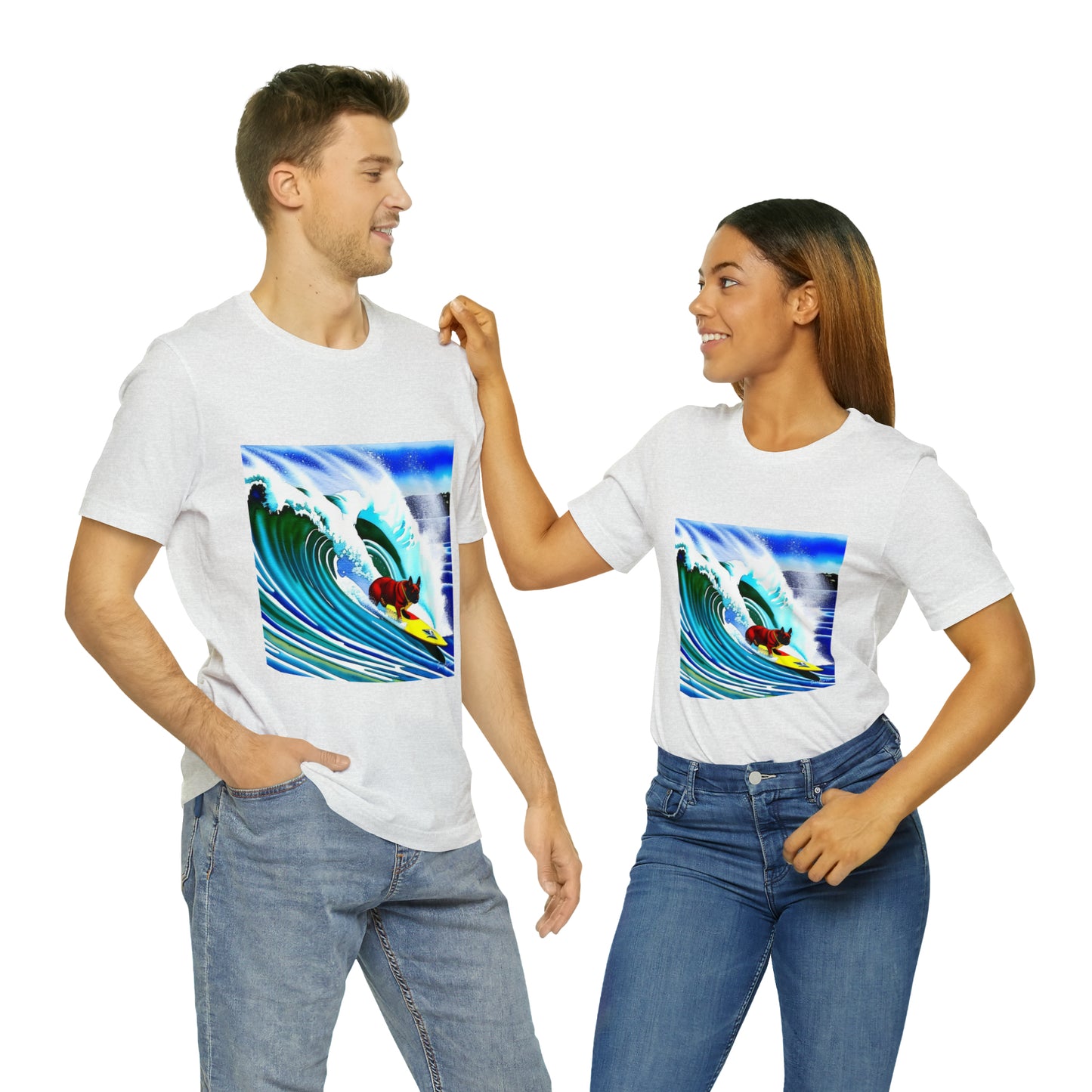 Surfing Frenchie Unisex Jersey Short Sleeve Tee