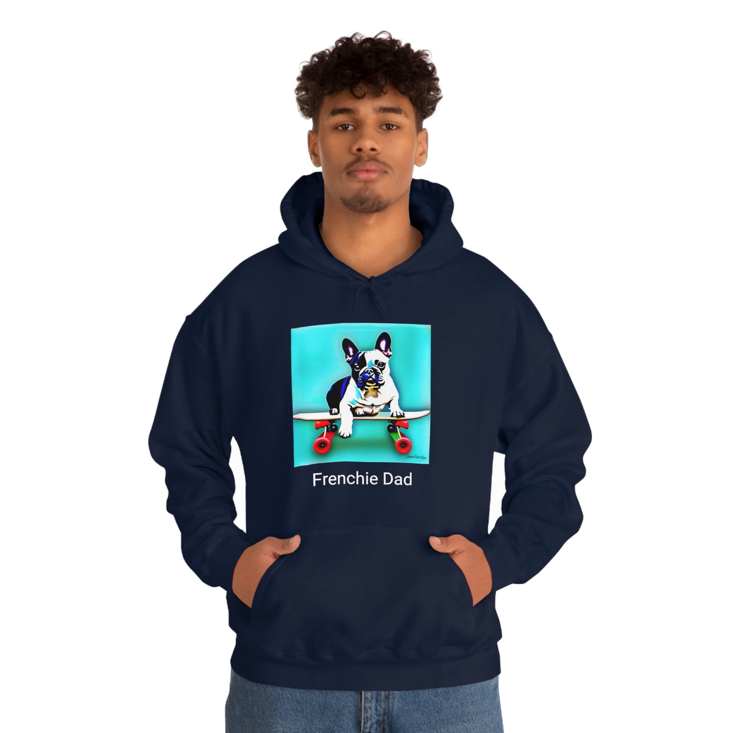 Frenchie on a Skateboard/Frenchie Dad Unisex Heavy Blend™ Hooded Sweatshirt