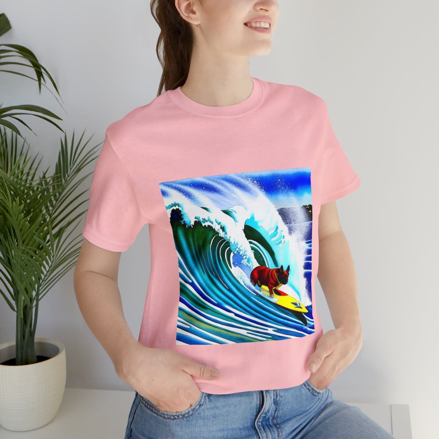 Surfing Frenchie Unisex Jersey Short Sleeve Tee