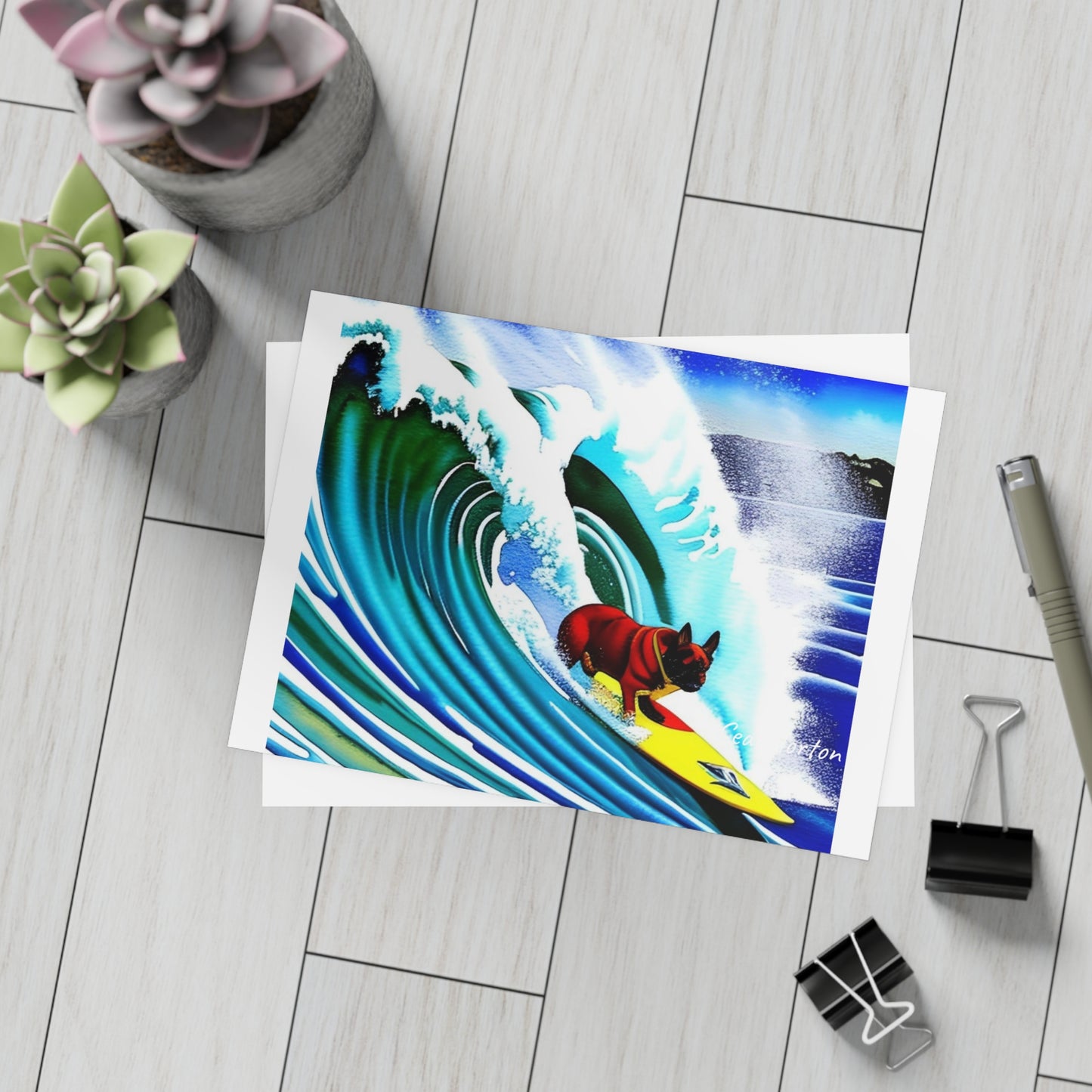 Surfing Frenchie Postcard Bundles (envelopes included)