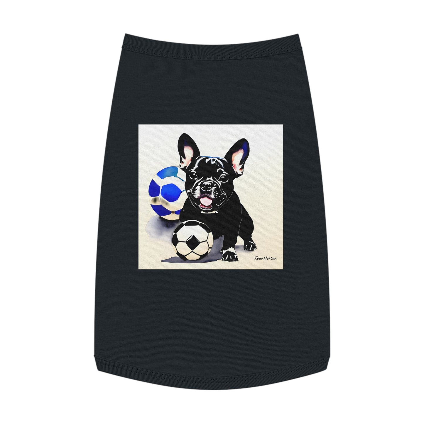 Frenchie with a Soccer Ball Pet Tank Top