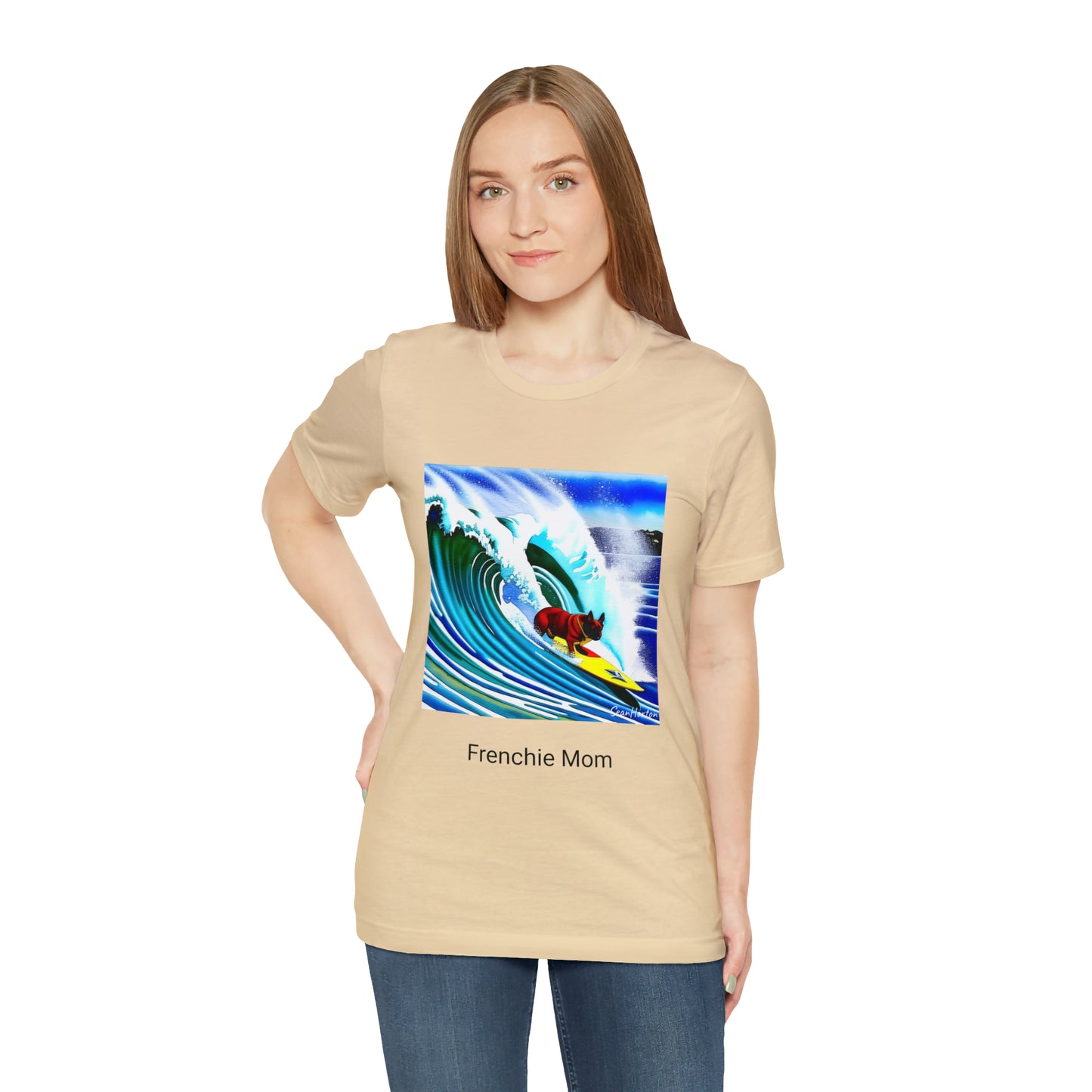 Surfing Frenchie/Frenchie Mom Unisex Jersey Short Sleeve Tee