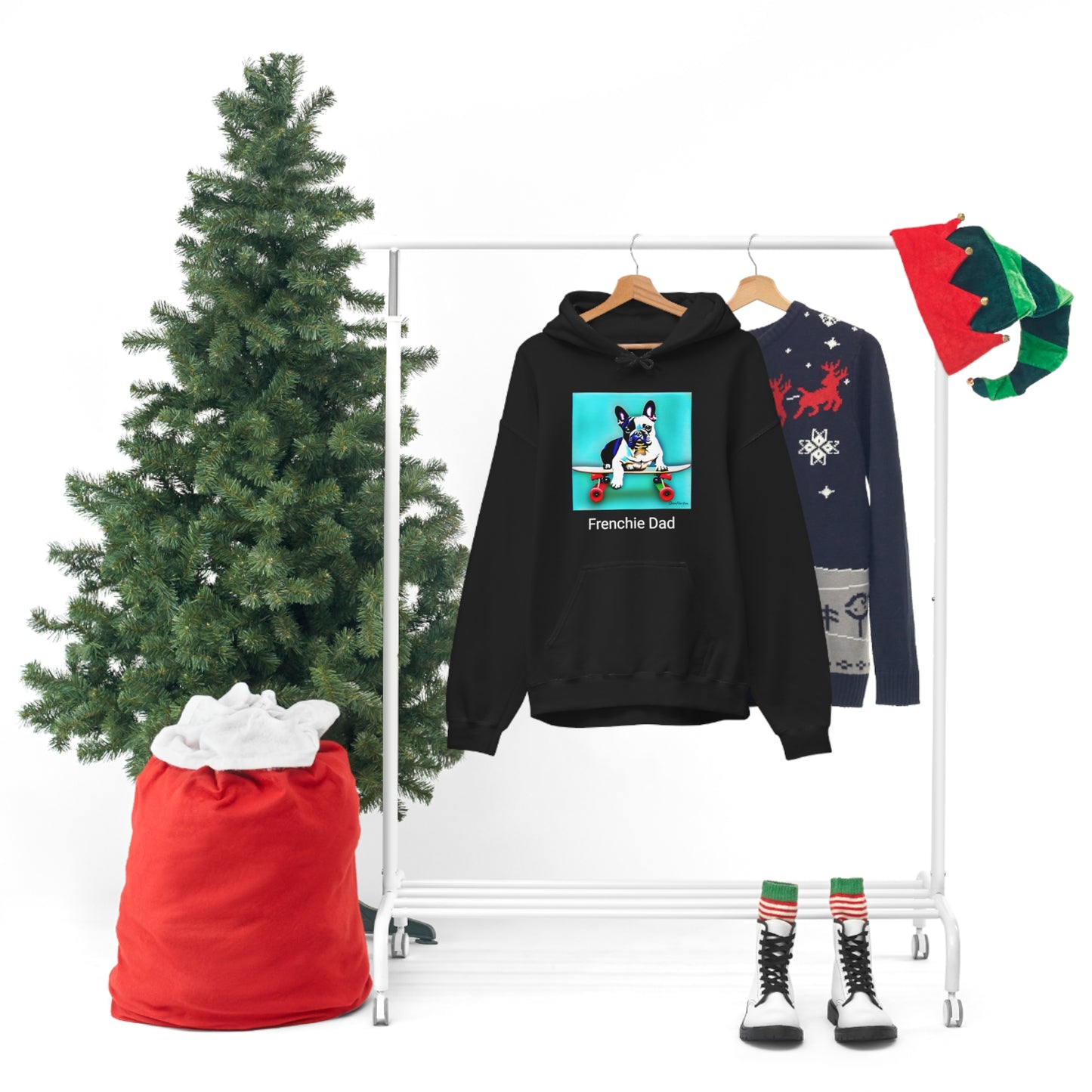 Frenchie on a Skateboard/Frenchie Dad Unisex Heavy Blend™ Hooded Sweatshirt