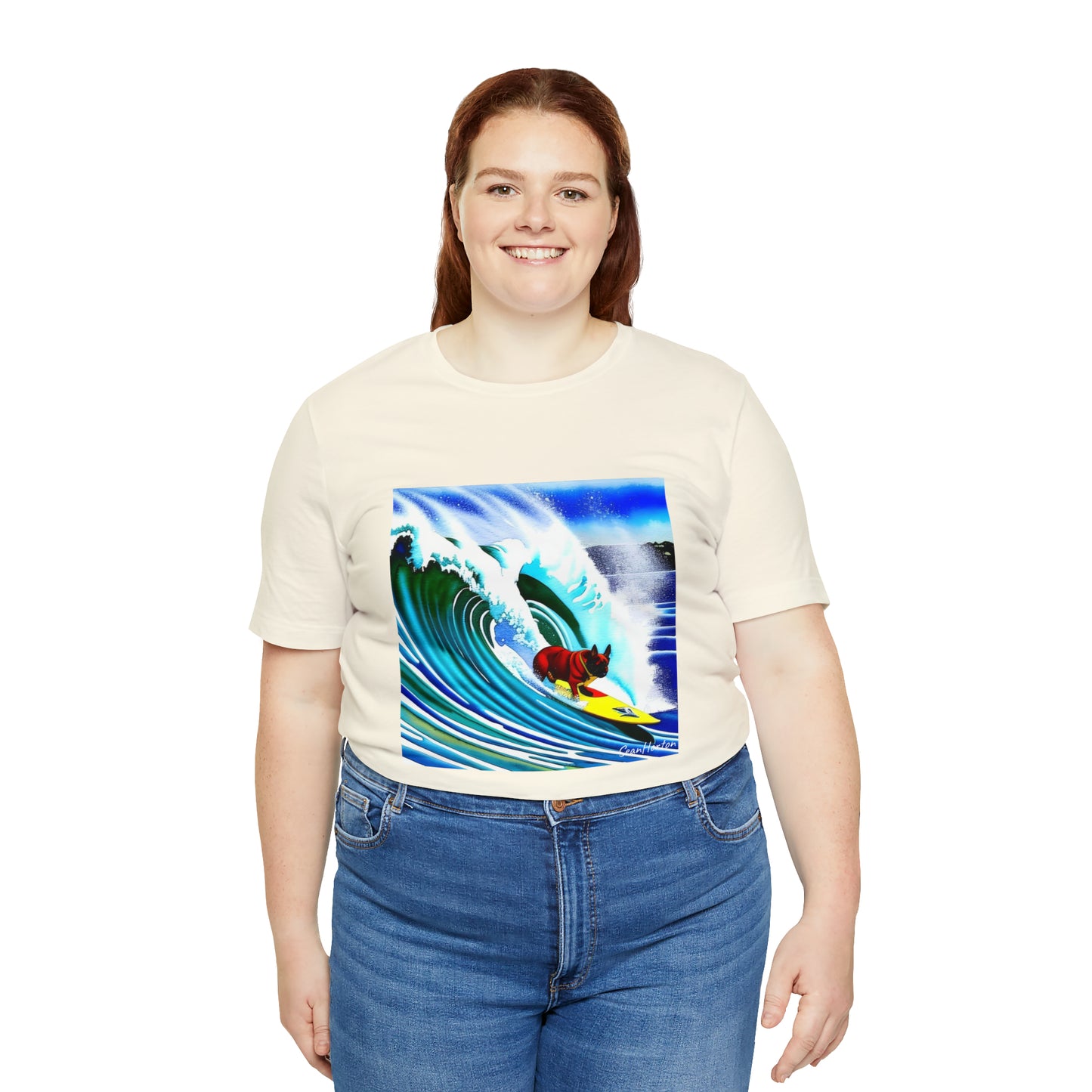 Surfing Frenchie/Frenchie Mom Unisex Jersey Short Sleeve Tee