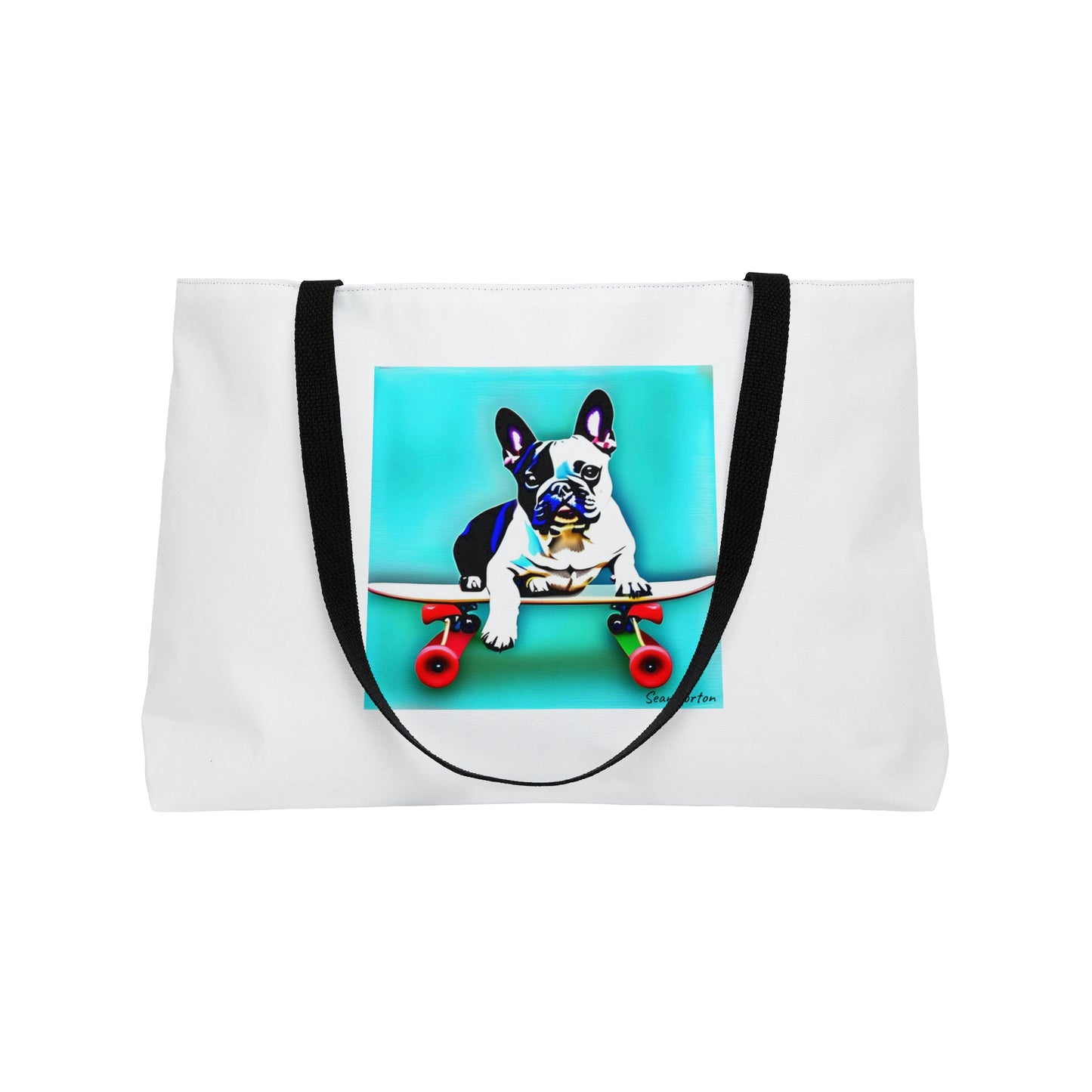 Frenchie on a Skateboard Weekender Tote Bag