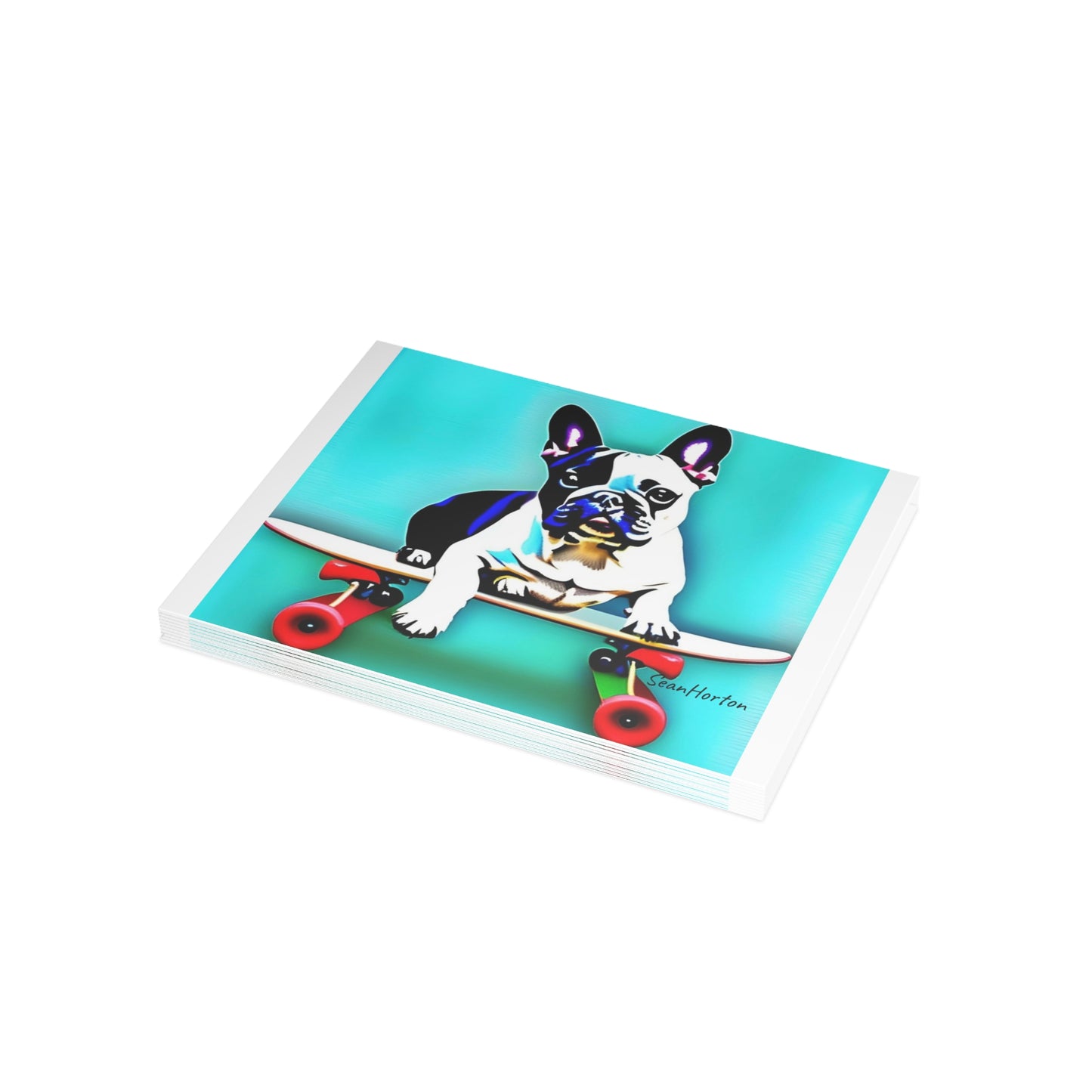 Frenchie on a Skateboard Postcard Bundles (envelopes included)