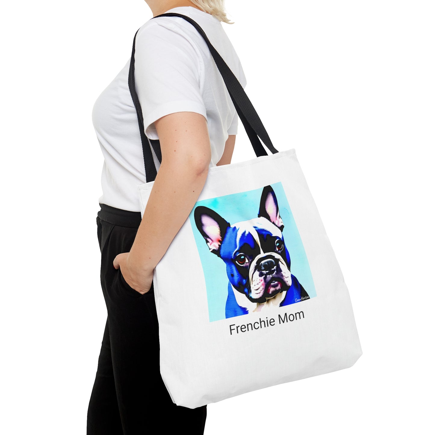 Blue Frenchie/Frenchie Mom Tote Bag (AOP)