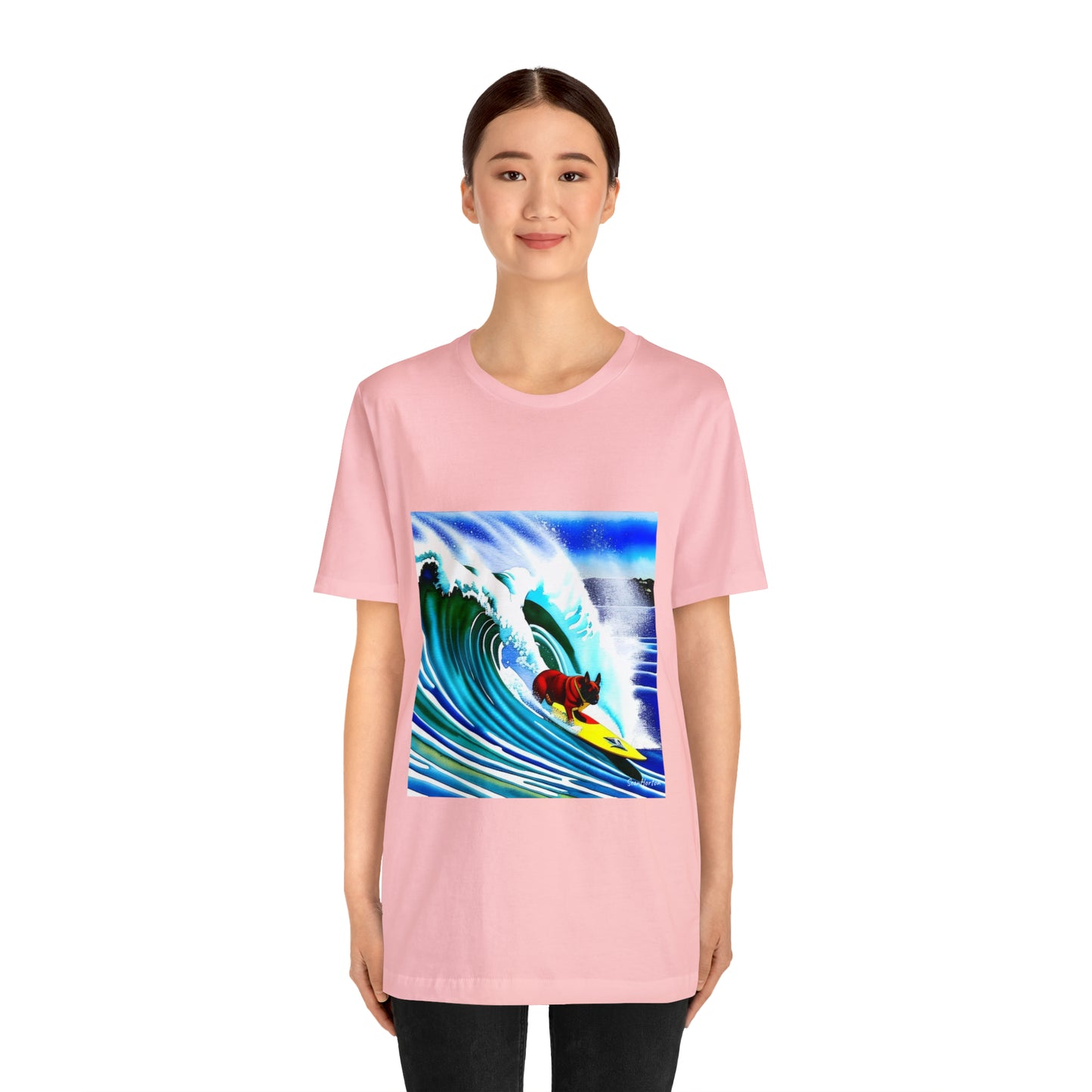 Surfing Frenchie Unisex Jersey Short Sleeve Tee