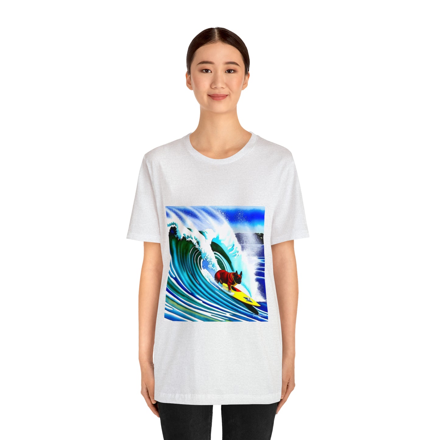 Surfing Frenchie Unisex Jersey Short Sleeve Tee