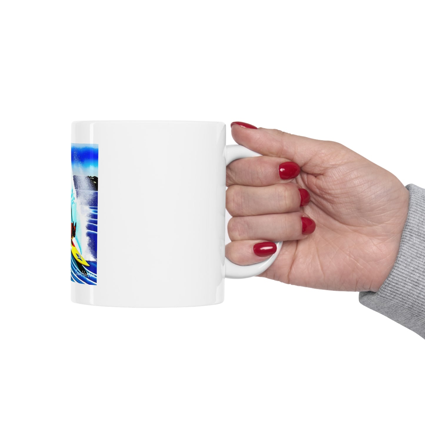 Surfing Frenchie Ceramic Mug 11oz