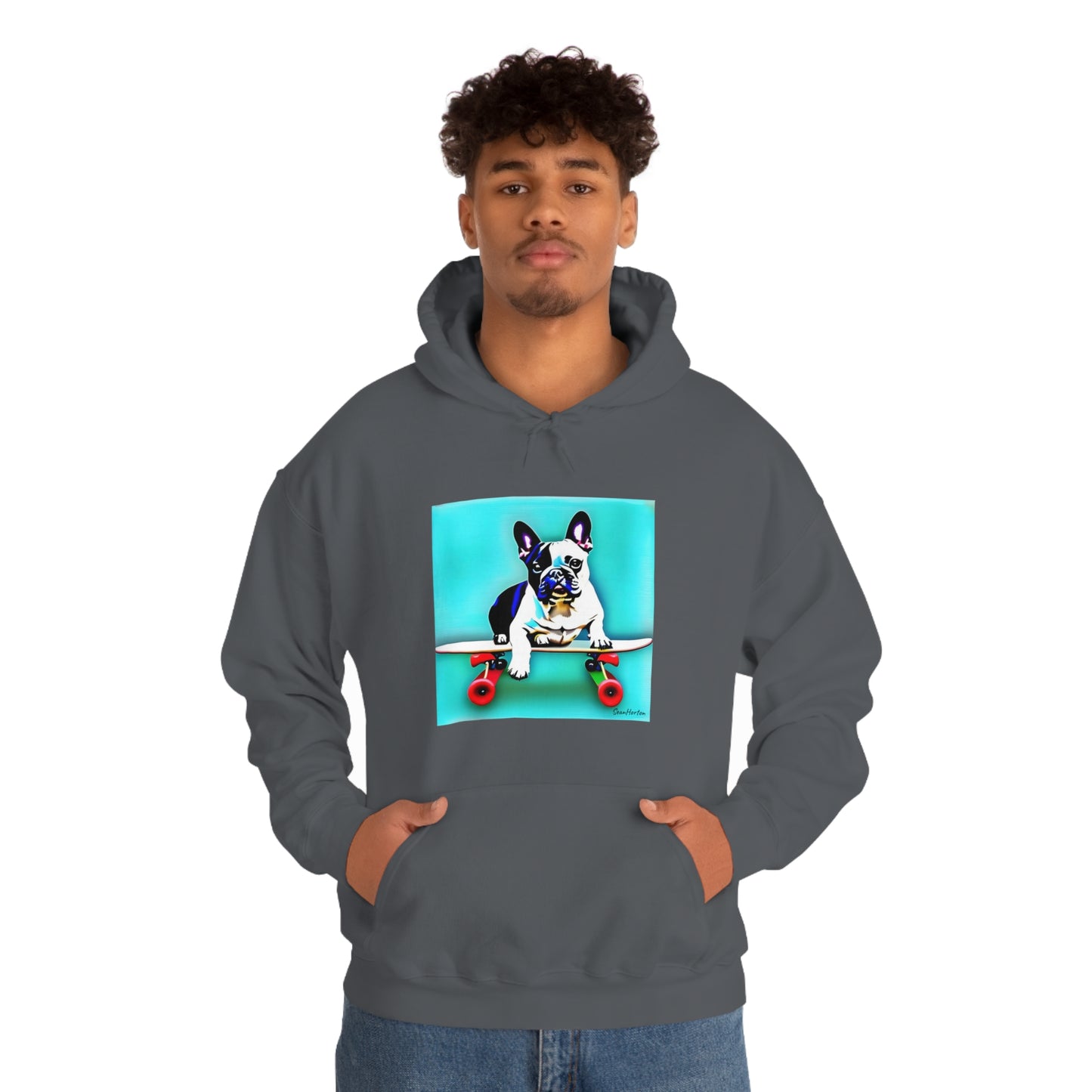 Frenchie on a Skateboard Unisex Heavy Blend™ Hooded Sweatshirt