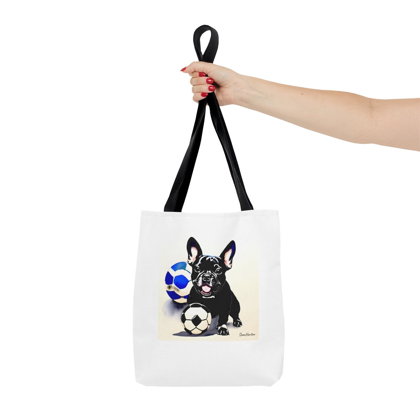 Frenchie with a Soccer Ball Tote Bag (AOP)