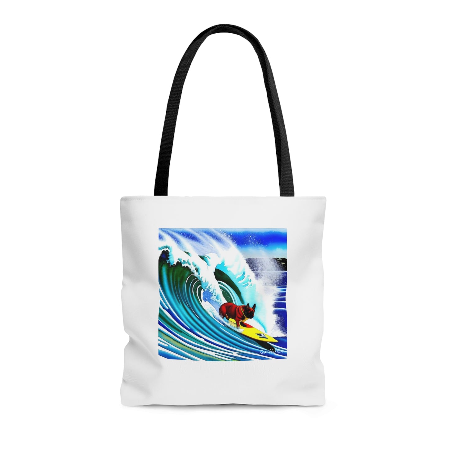Surfing Frenchie Tote Bag (AOP)