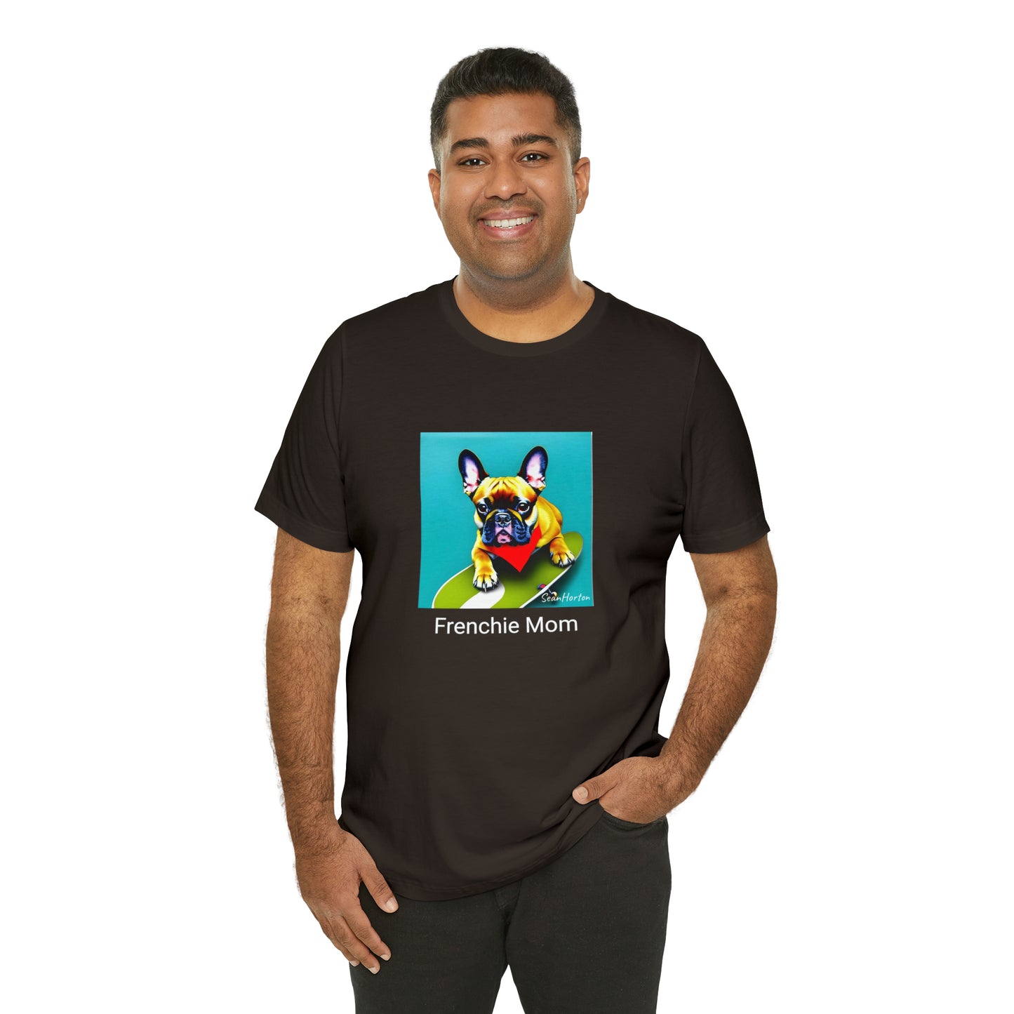 Frenchie on a Skateboard #2/Frenchie Mom Unisex Jersey Short Sleeve Tee