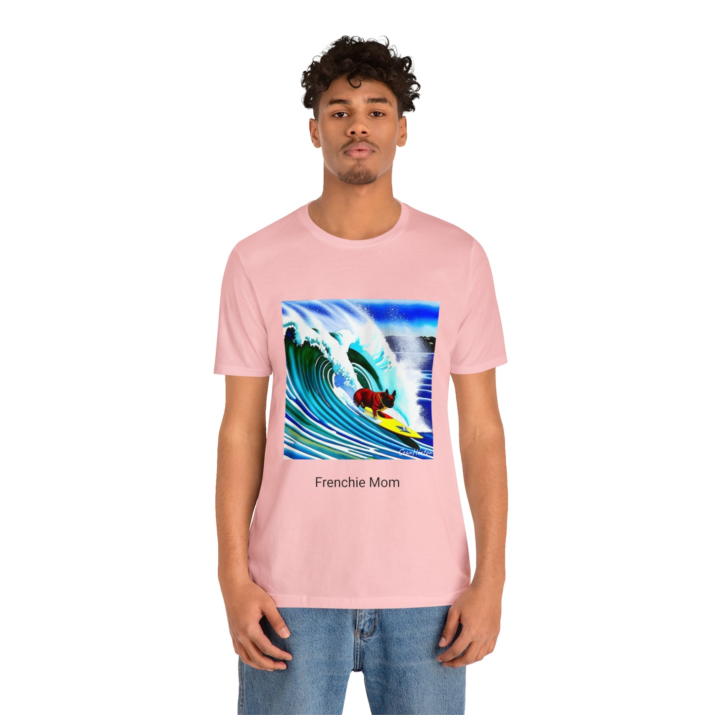 Surfing Frenchie/Frenchie Mom Unisex Jersey Short Sleeve Tee