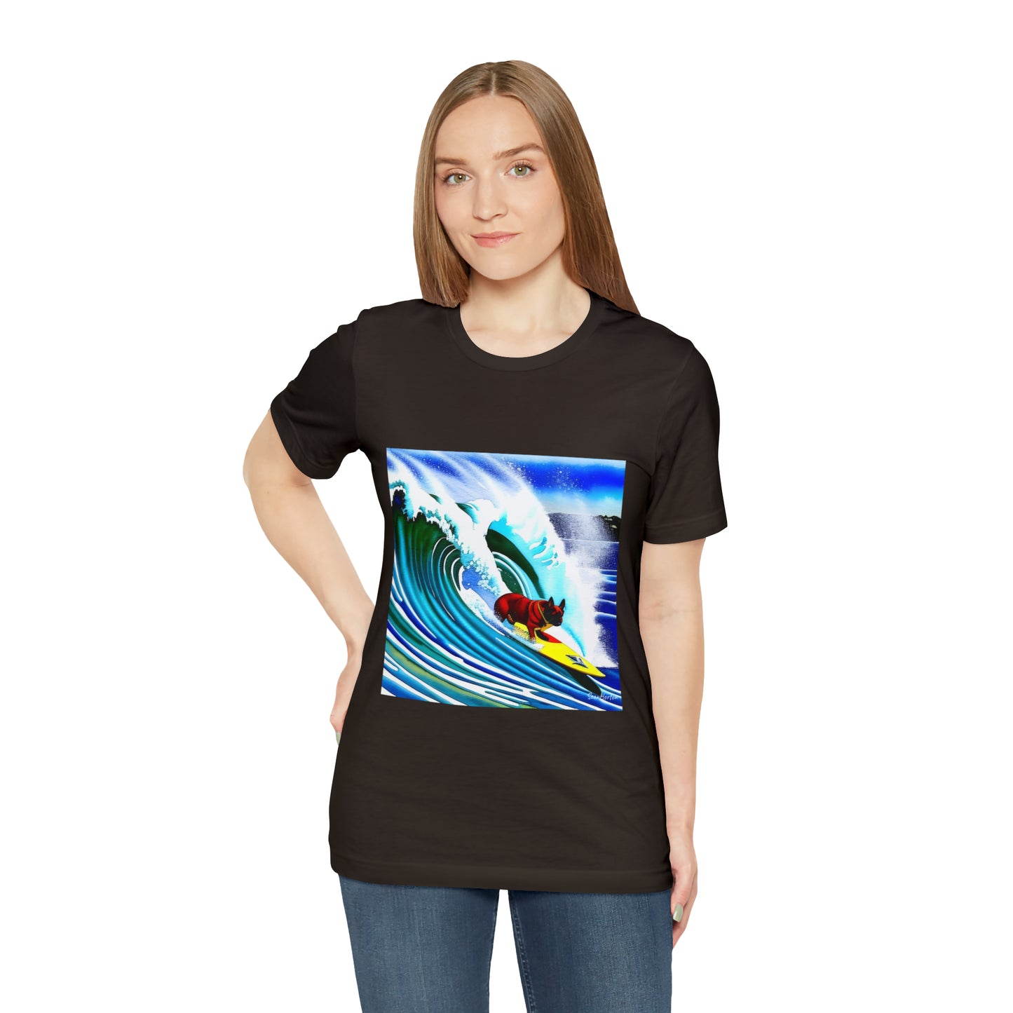 Surfing Frenchie Unisex Jersey Short Sleeve Tee