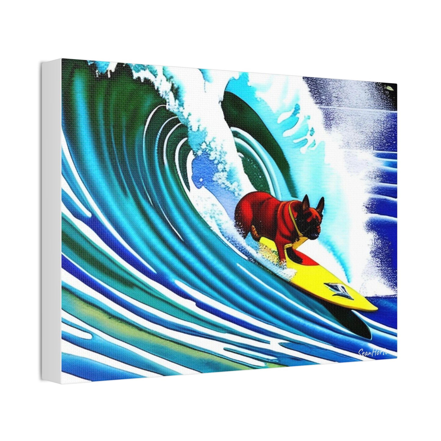 Surfing Frenchie (Horizontal) Canvas Stretched, 1.5''