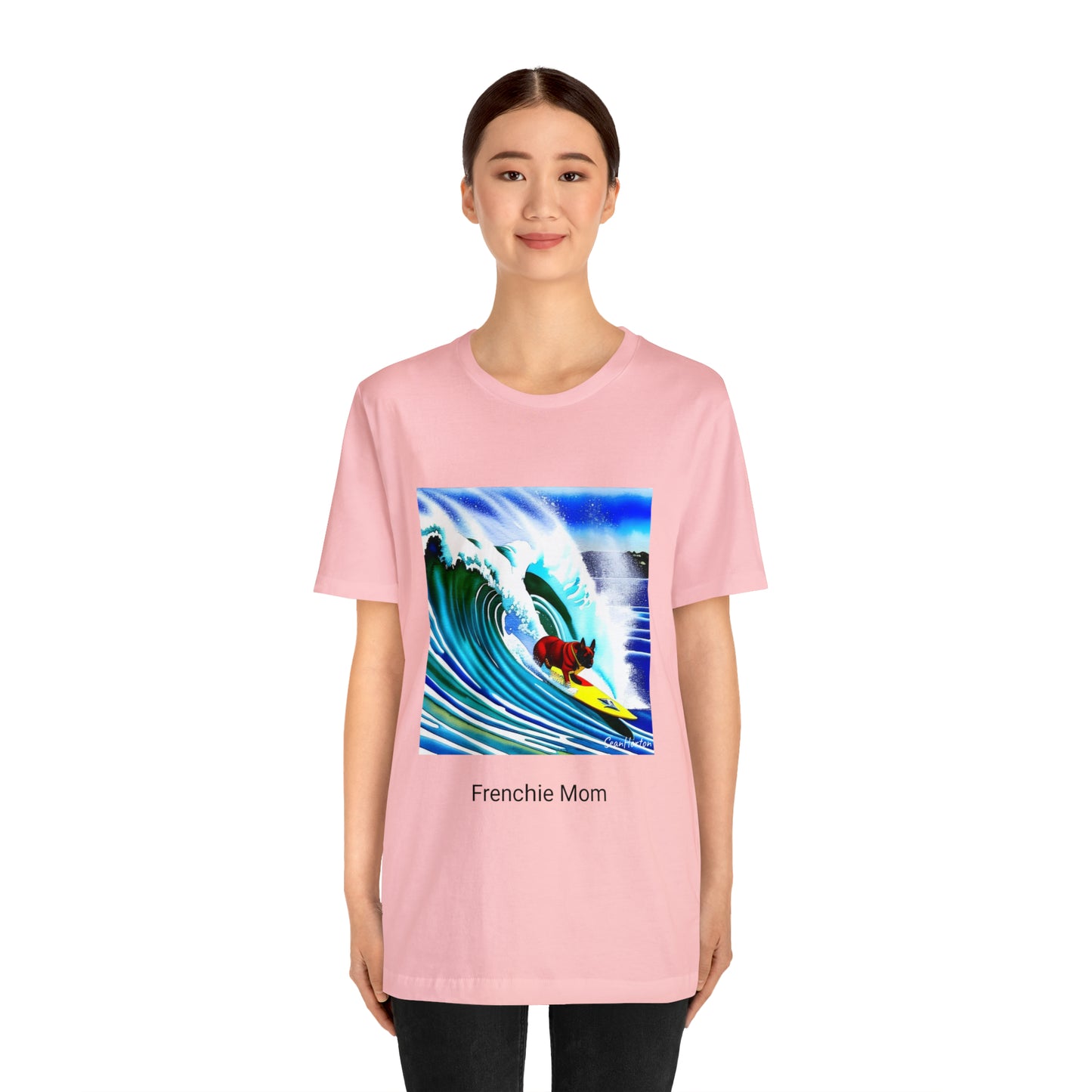 Surfing Frenchie/Frenchie Mom Unisex Jersey Short Sleeve Tee
