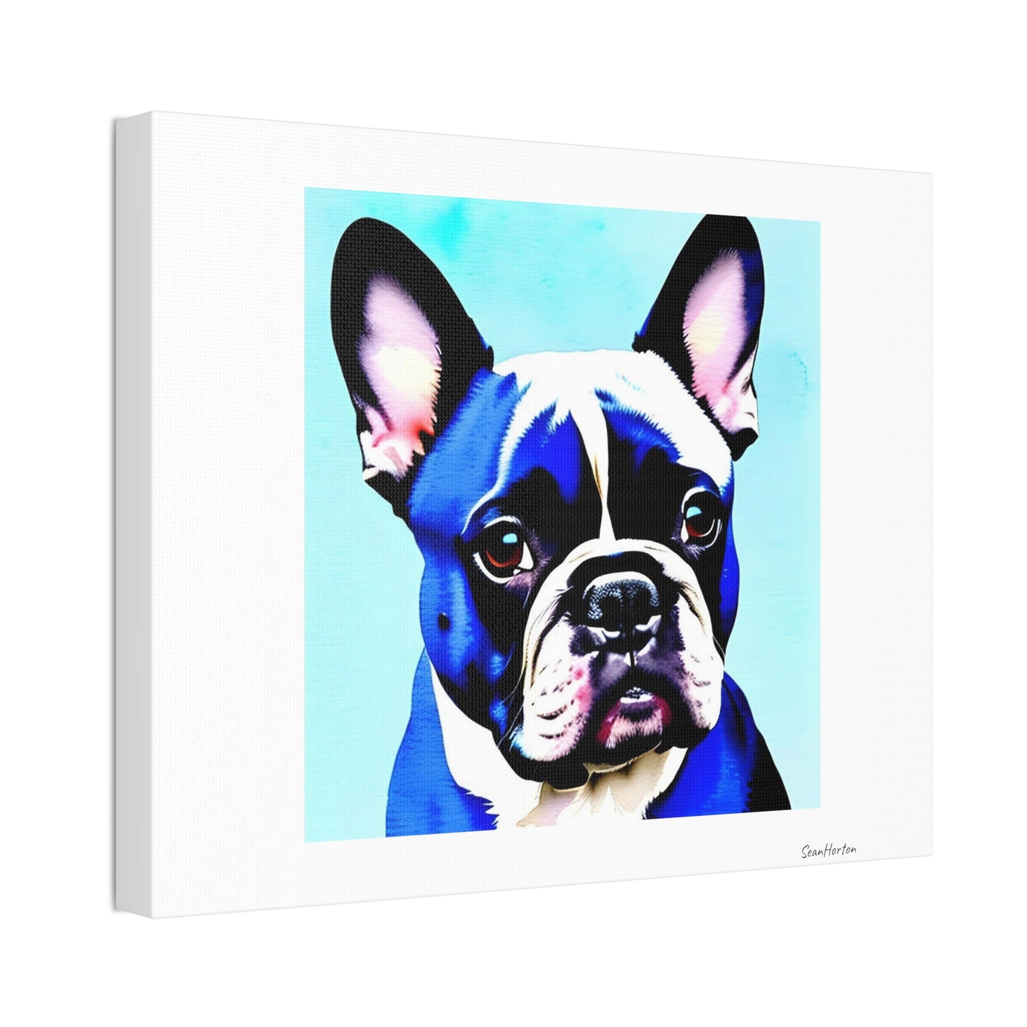 Blue Frenchie (Horizontal) Canvas Stretched, 1.5''