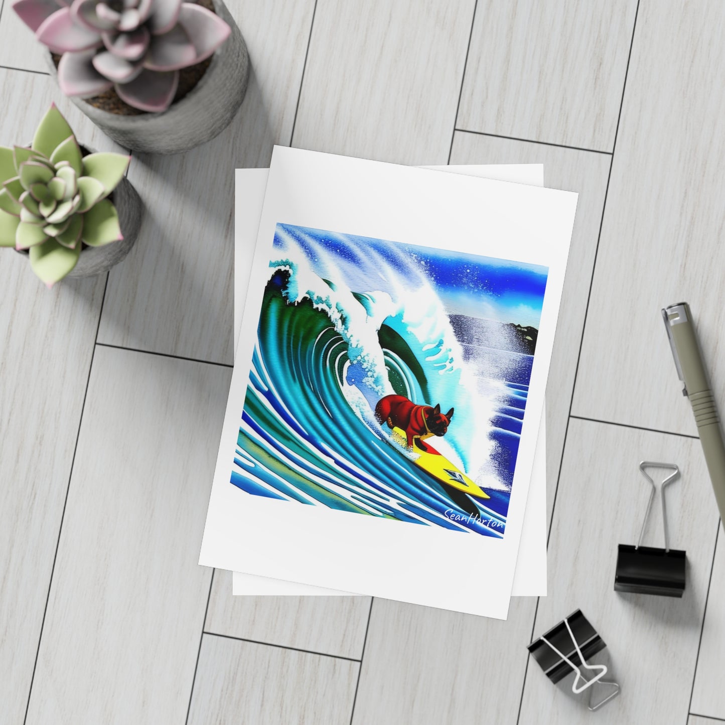 Surfing Frenchie Postcard Bundles (envelopes included)